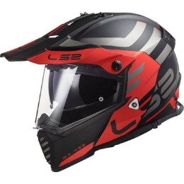 Motocross/enduro čelada z vizirjem LS2 Pioneer EVO Adventurer (MX436),črna/rdeča